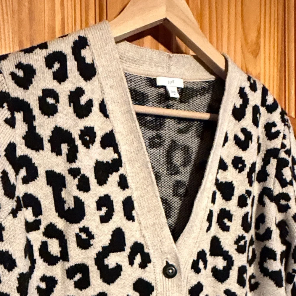 J. Jill Black and Cream Leopard Cardigan - Picture 3 of 10